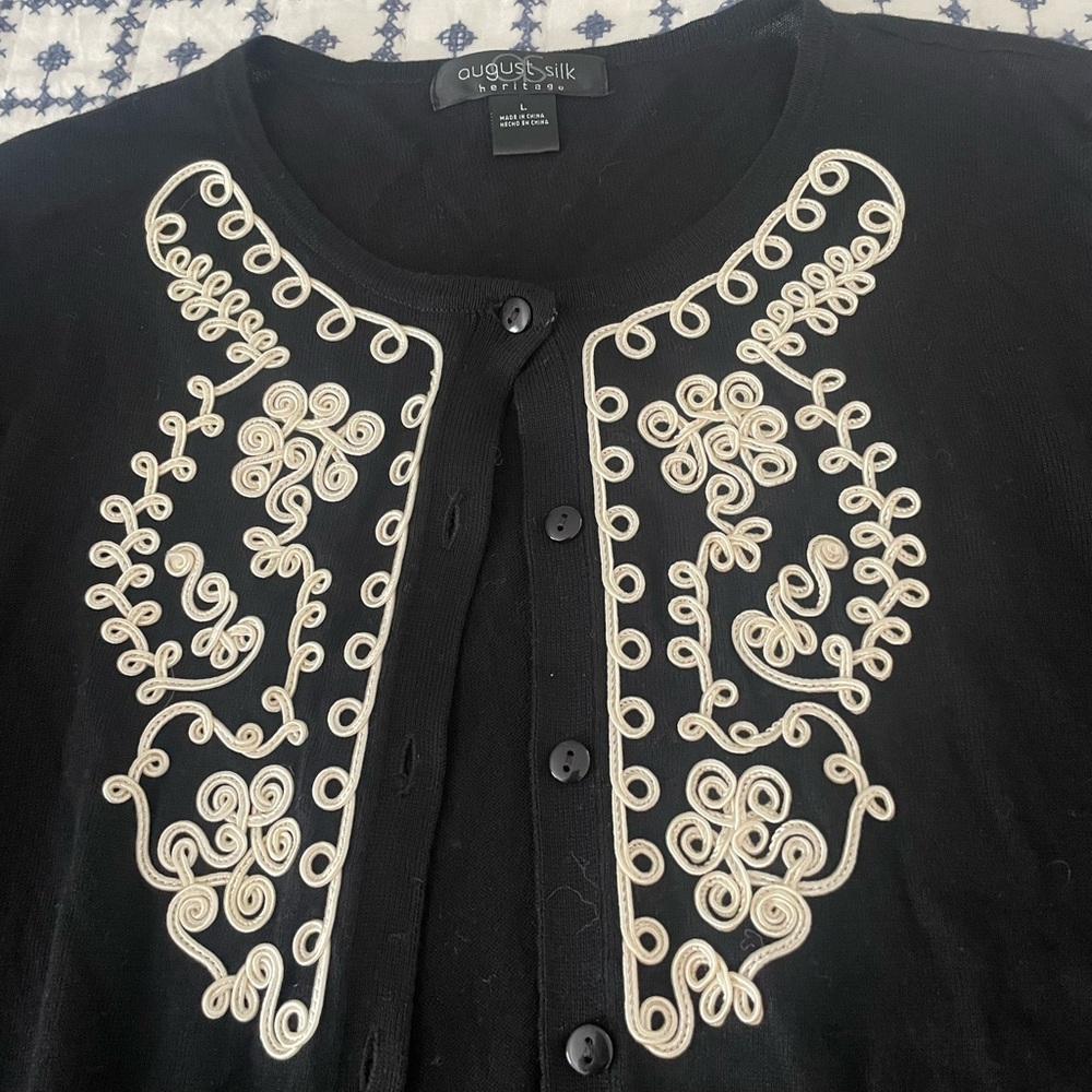 Black with cream detail cardigan size large